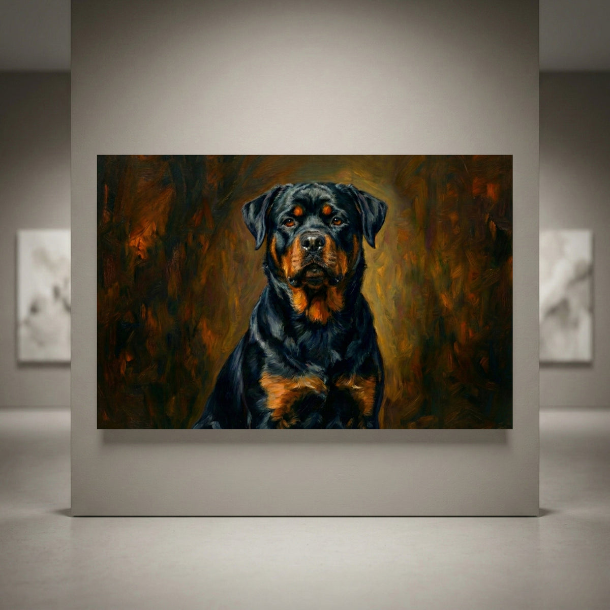 Rottweiler Canvas Wall Art, Painterly Dog Portrait Print, Bold Living Room Decor