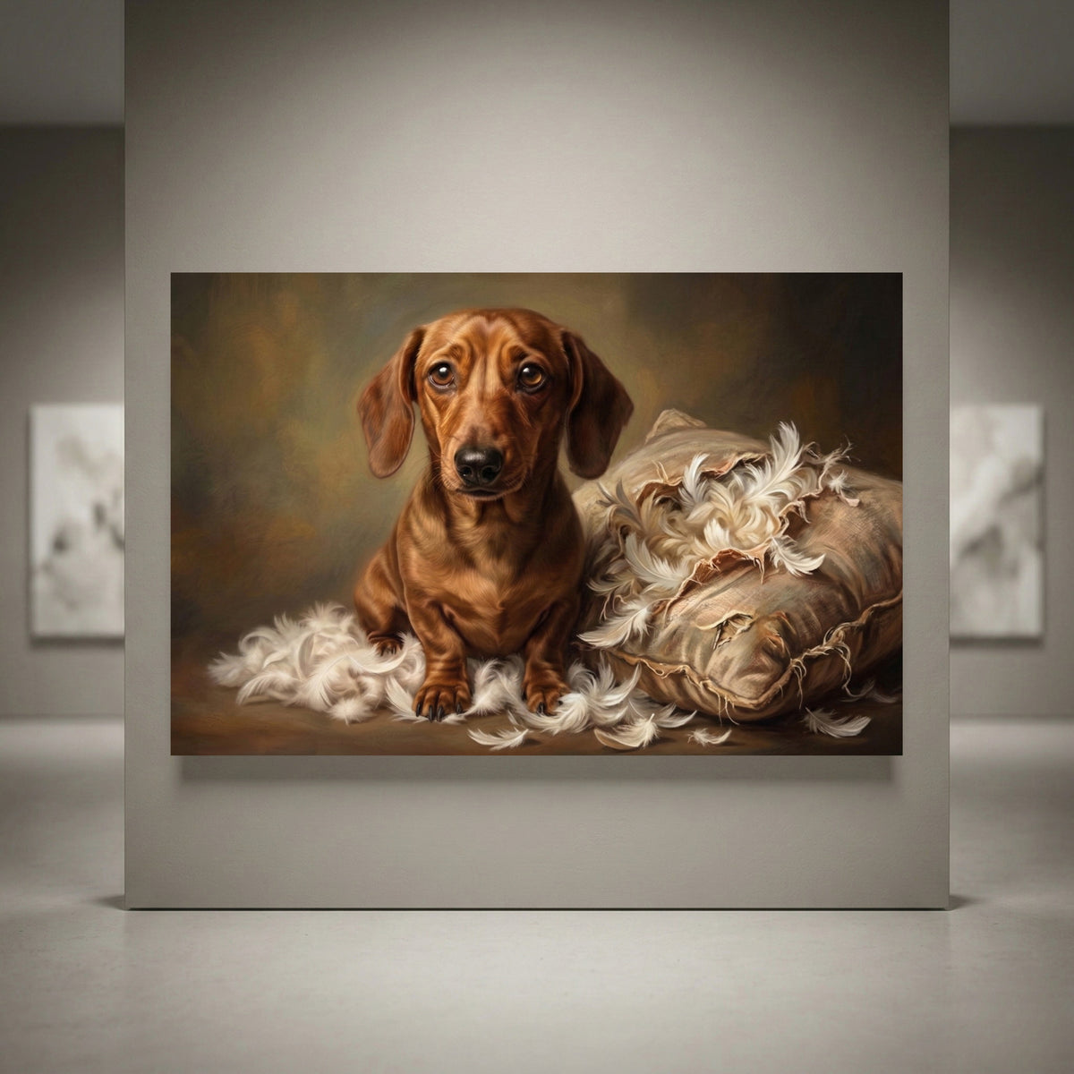 Dachshund Stretched Canvas Wall Art, Painterly Dog Portrait Print, Classic Pet Room Decor