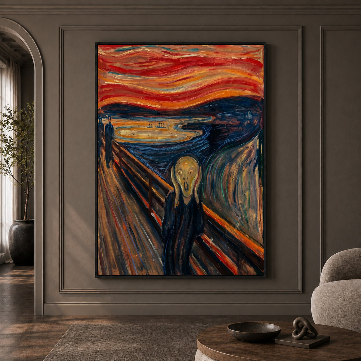 Edvard Munch The Scream Expressionist Oil Painting Style Canvas Print Wall Art Dramatic - Mockup Display 1