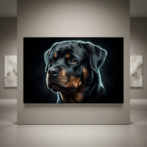 Electric Rottweiler portrait canvas art