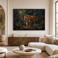 Majestic Tiger in Lush Jungle Realistic Canvas Print Wall Art, Nature-Inspired Decor - Mockup Display 9
