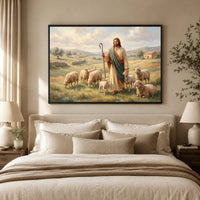 Good Shepherd Jesus Oil Painting Style Canvas Print Wall Art for Faith Decor - Mockup Display 9