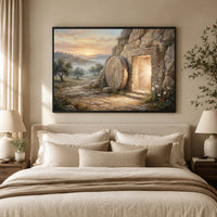 Empty Tomb Resurrection Oil Painting Style Canvas Print Wall Art, Divine Decor - Mockup Display 9