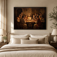 Classic Religious Last Supper Oil Painting Style Canvas Print Wall Art, Sacred Scene - Mockup Display 9