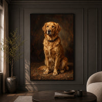 Elegant Golden Retriever Oil Painting Style Canvas Print Wall Art Classic - Mockup Display 9