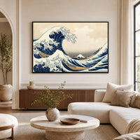 Japanese Great Wave Ukiyo-e Art Print Canvas Print Wall Art Coastal Decor Style - Mockup Display 9