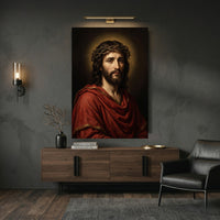 Jesus Christ Crown of Thorns Oil Painting Style Canvas Print Wall Art, Sacred Home Decor - Mockup Display 9