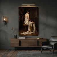 Classical Seated Woman Portrait Oil Painting Style Canvas Print Wall Art - Mockup Display 9