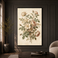 Vintage Floral Rose Bouquet Oil Painting Style Canvas Print Wall Art for Home - Mockup Display 9