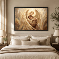 Serene Angelic Embrace Oil Painting Style Canvas Print Wall Art for Peace - Mockup Display 9