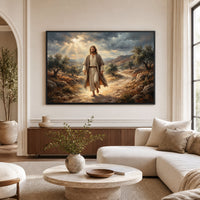 Jesus Christ Divine Light Oil Painting Style Canvas Print Wall Art, Inspirational Decor - Mockup Display 9