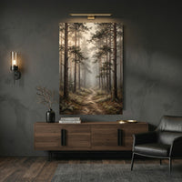 Misty Forest Path Oil Painting Style Canvas Print Wall Art, Nature Landscape - Mockup Display 9
