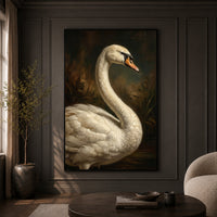 Majestic Swan Oil Painting Style Canvas Print Wall Art for Elegant Decor - Mockup Display 9