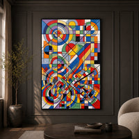 Abstract Geometric Cubist Style Canvas Print Wall Art Modern Dynamic Decor - Mockup Display 9