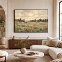 Rustic Field Landscape Oil Painting Style Canvas Print Wall Art for Serene Decor - Mockup Display 9