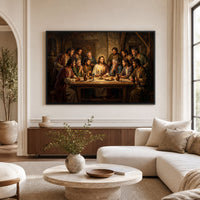 Last Supper Biblical Scene Oil Painting Style Canvas Print Wall Art, Inspirational Decor - Mockup Display 9