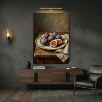 Rustic Figs Still Life Oil Painting Style Canvas Print Wall Art, Home Decor - Mockup Display 9