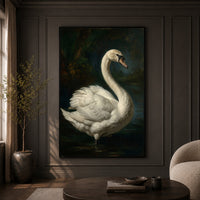 Majestic White Swan Oil Painting Style Canvas Print Wall Art, Elegant Nature Decor - Mockup Display 9