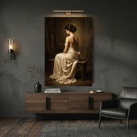Classical Draped Woman Oil Painting Style Canvas Print Wall Art, Elegant Decor - Mockup Display 9