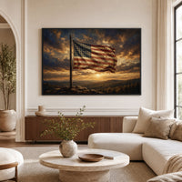 Weathered American Flag Oil Painting Style Canvas Print Wall Art for Rustic Decor - Mockup Display 9