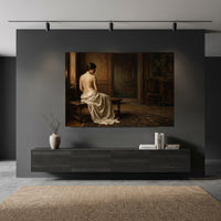Classical Woman in Draped Gown Oil Painting Style Canvas Print Wall Art Serene - Mockup Display 10