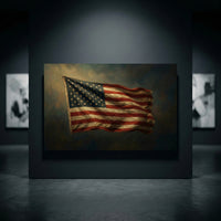 American Flag Canvas Wall Art, Vintage-Inspired Patriotic Flag Print, Bold Living Room Decor