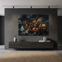 Jesus Calms the Storm Classic Spiritual Canvas Print Wall Art - Dramatic - Mockup Display 10