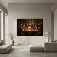 Last Supper Biblical Scene Oil Painting Style Canvas Print Wall Art, Inspirational Decor - Mockup Display 10