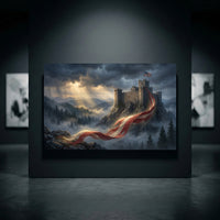 Patriotic Liberty Castle Oil Painting Style Canvas Print Wall Art for Study - Mockup Display 10
