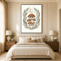 Whimsical Mushroom Folk Art Canvas Print Wall Art, Botanical Forest Decor - Mockup Display 10