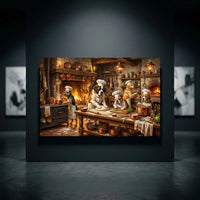 Humorous Chef Dogs Cooking Oil Painting Style Canvas Print Wall Art for Kitchen Decor - Mockup Display 10