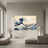 Japanese Great Wave Ukiyo-e Art Print Canvas Print Wall Art Coastal Decor Style - Mockup Display 10