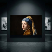Vermeer's Girl with Pearl Earring Oil Painting Style Classic Canvas Print Wall Art - Mockup Display 10