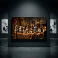 Grand Canine Feast Oil Painting Style Canvas Print Wall Art, Humorous Decor - Mockup Display 10