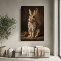 Charming Rabbit Oil Painting Style Canvas Print Wall Art, Rustic Decor - Mockup Display 10