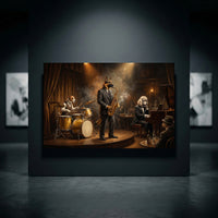 Dapper Dogs Jazz Band Oil Painting Style Canvas Print Wall Art for Music Lovers - Mockup Display 10