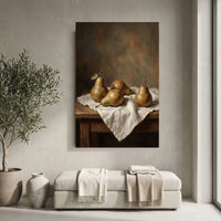 Realistic Pears Still Life Oil Painting Style Canvas Print Wall Art for Kitchen Decor - Mockup Display 10