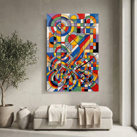 Abstract Geometric Cubist Style Canvas Print Wall Art Modern Dynamic Decor - Mockup Display 10
