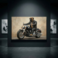 Bullmastiff Biker Dog on Motorcycle Oil Painting Style Canvas Print Wall Art - Mockup Display 10