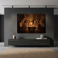 Classic Religious Last Supper Oil Painting Style Canvas Print Wall Art, Sacred Scene - Mockup Display 10