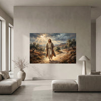 Jesus Christ Divine Light Oil Painting Style Canvas Print Wall Art, Inspirational Decor - Mockup Display 10