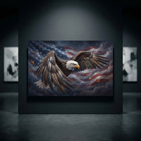 Majestic Bald Eagle American Flag Oil Painting Style Canvas Print Wall Art for Home - Mockup Display 10