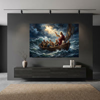 Jesus Calming the Storm Dramatic Oil Painting Style Canvas Print Wall Art - Mockup Display 10