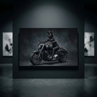 Cool Biker Black Cat Motorcycle Canvas Print Wall Art for Modern Decor - Mockup Display 10