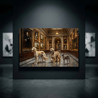 Elegant Dogs in Gallery Oil Painting Style Canvas Print Wall Art Decor - Mockup Display 10