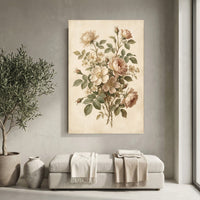 Vintage Floral Rose Bouquet Oil Painting Style Canvas Print Wall Art for Home - Mockup Display 10