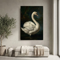 Majestic White Swan Oil Painting Style Canvas Print Wall Art, Elegant Nature Decor - Mockup Display 10