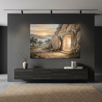 Empty Tomb Resurrection Oil Painting Style Canvas Print Wall Art, Divine Decor - Mockup Display 10