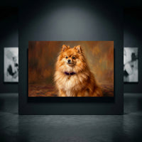 Pomeranian Canvas Wall Art, Painterly Dog Portrait Print, Warm Living Room Decor