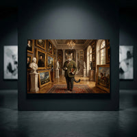 Dapper Cat in Grand Art Gallery Classical Style Canvas Print Wall Art for Museum Decor - Mockup Display 10